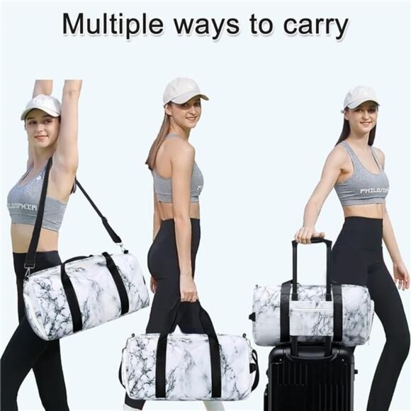 Sport Gym Duffle Bag Travel Duffel Bag Men Women with Shoe Compartment Wet Pocke - Picture 6 of 7
